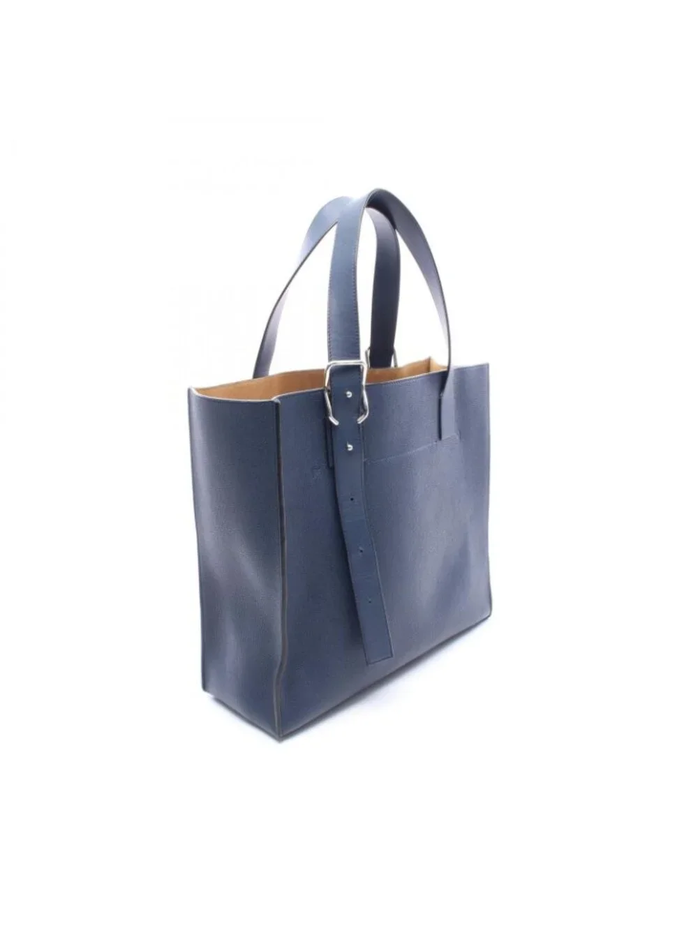 Loewe Tote Bag Buckle Horizontal Anagram Navy Leather